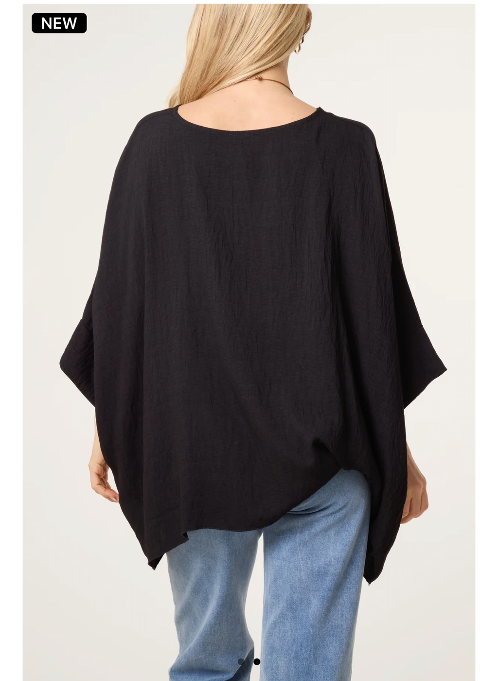 Necklace Batwing Top with Asymmetric Hem – Black 🖤