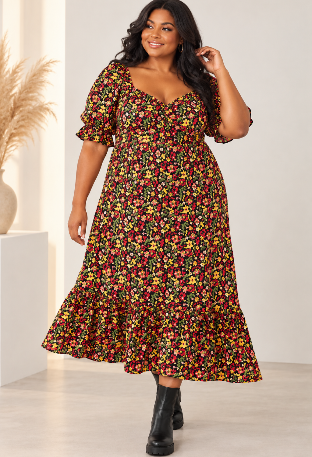 Curve ❤️ FLORAL GYPSY MIDI SMOCK
DRESS