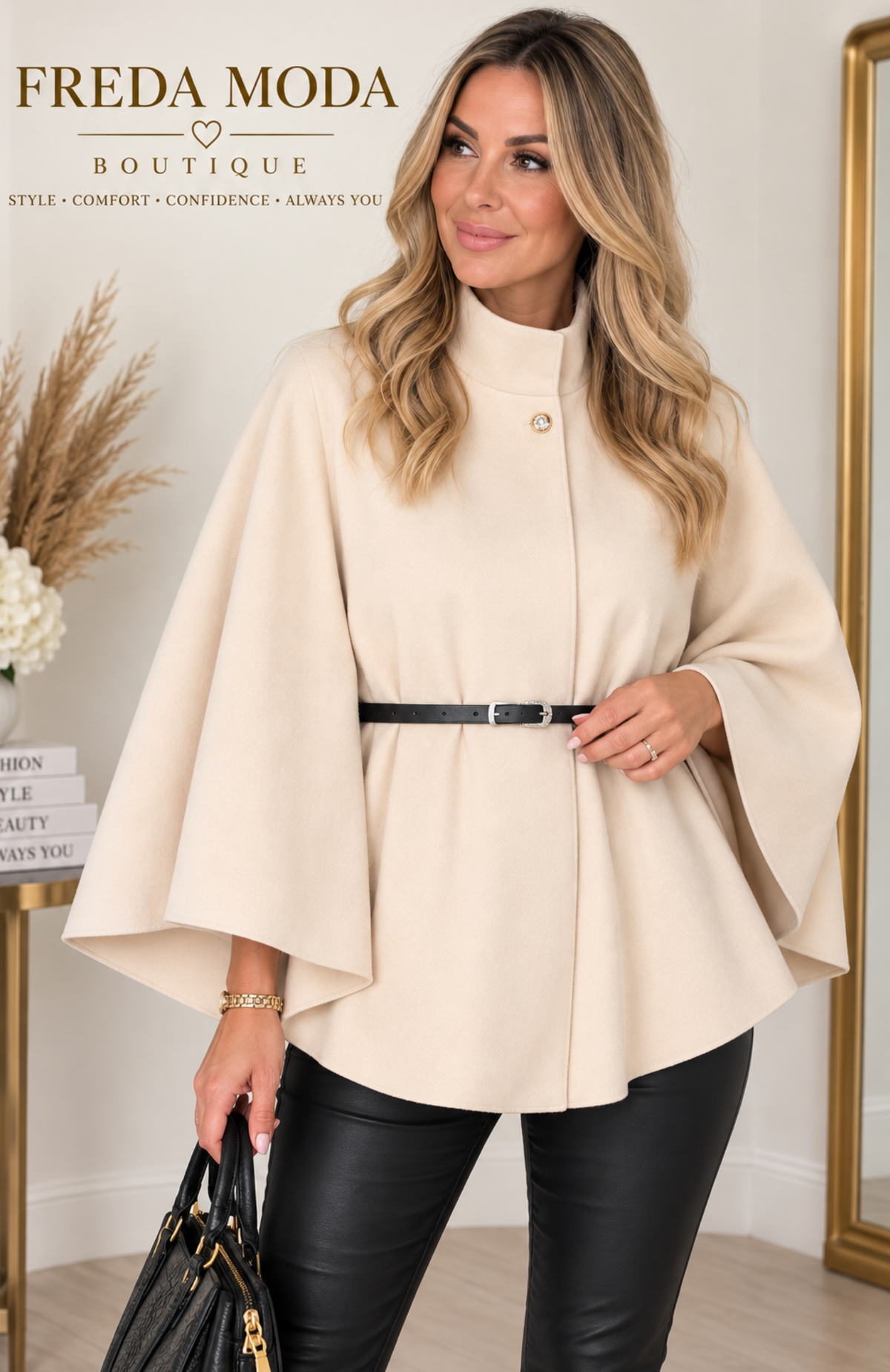 BELT & BUTTON DETAIL ESSENTIAL CAPE