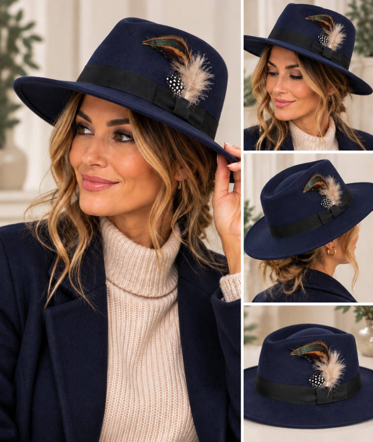 Feather Detail Fedora Hat