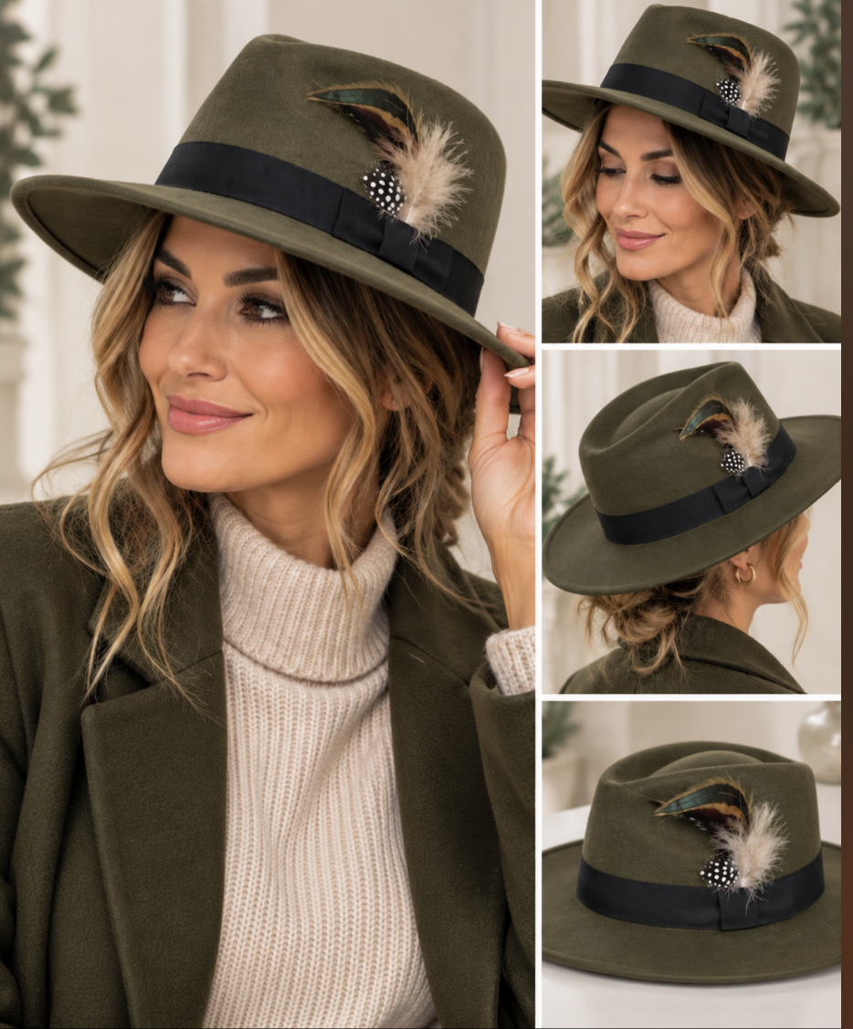 Feather Detail Fedora Hat