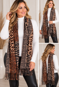 ✨ Mixed Animal Print Fringed Scarf 🐆🤎