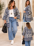 CURVE BORDER PRINT KIMONO