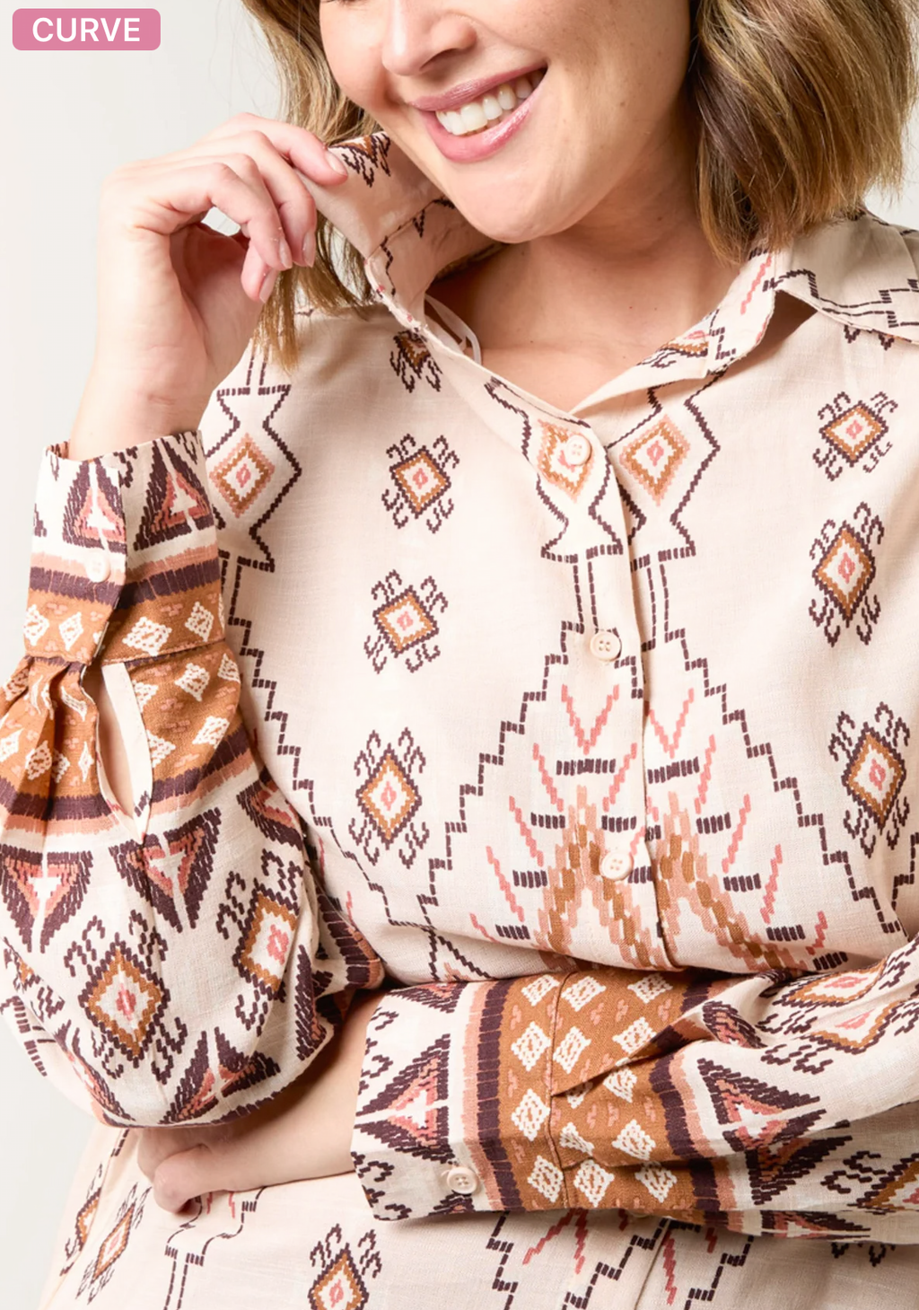 CURVE AZTEC PRINT LONG SLEEVE SHIRT