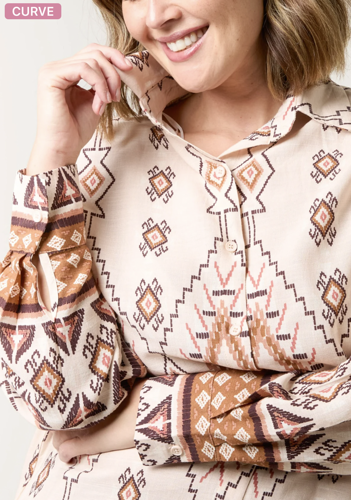 CURVE AZTEC PRINT LONG SLEEVE SHIRT