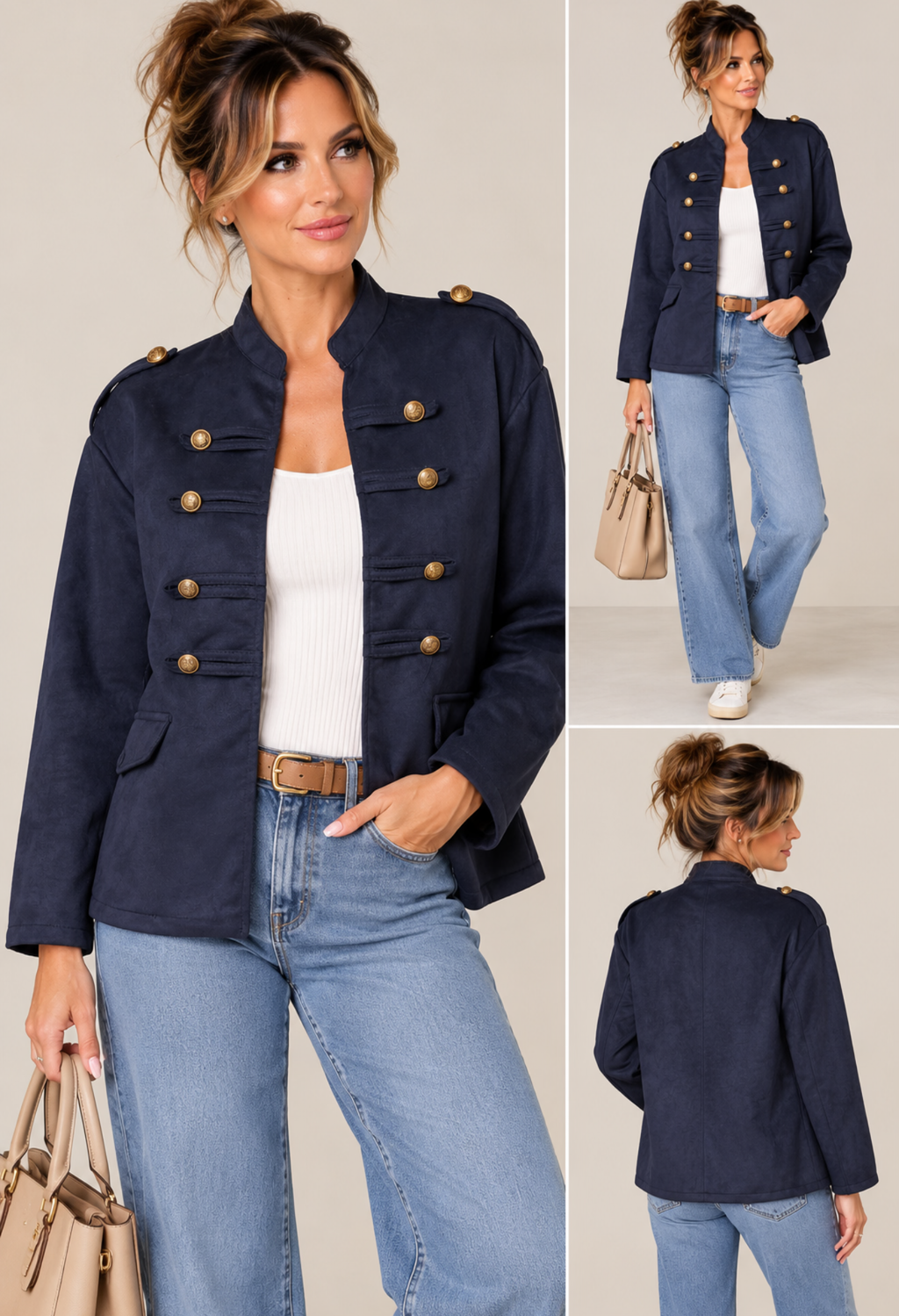 Military Band Tailored Jacket – Navy