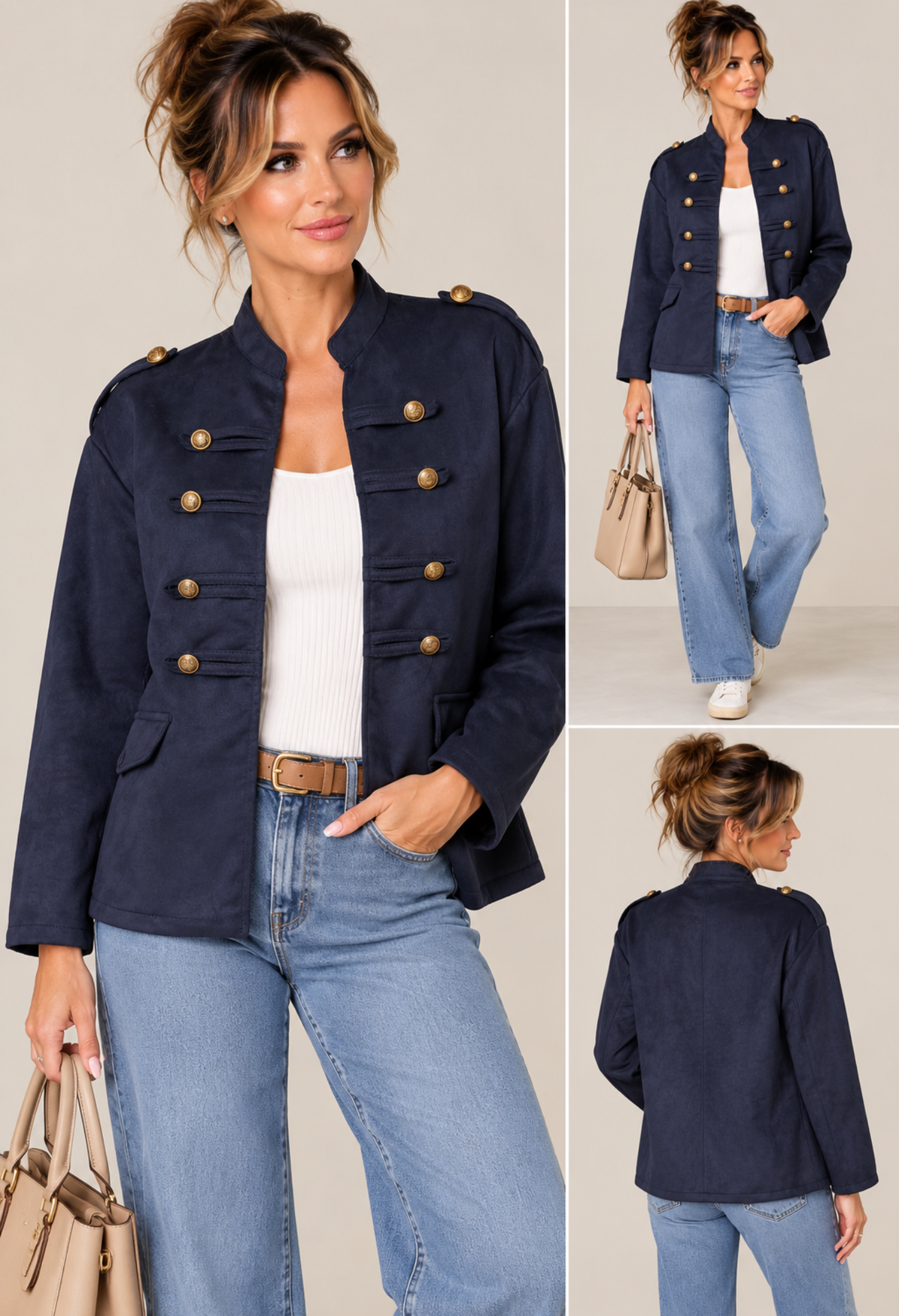 Military Band Tailored Jacket – Navy