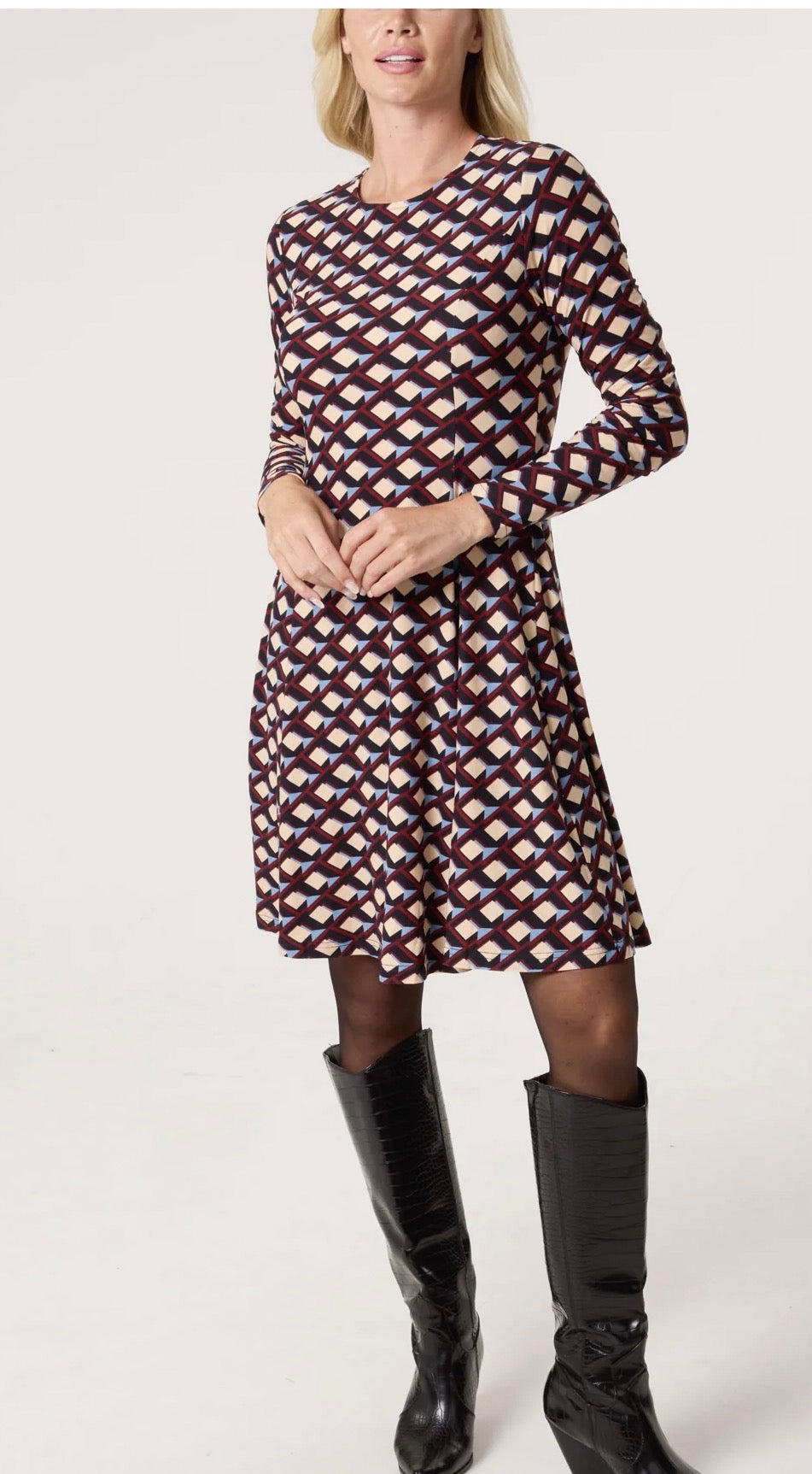 Geo Print Swing Dress