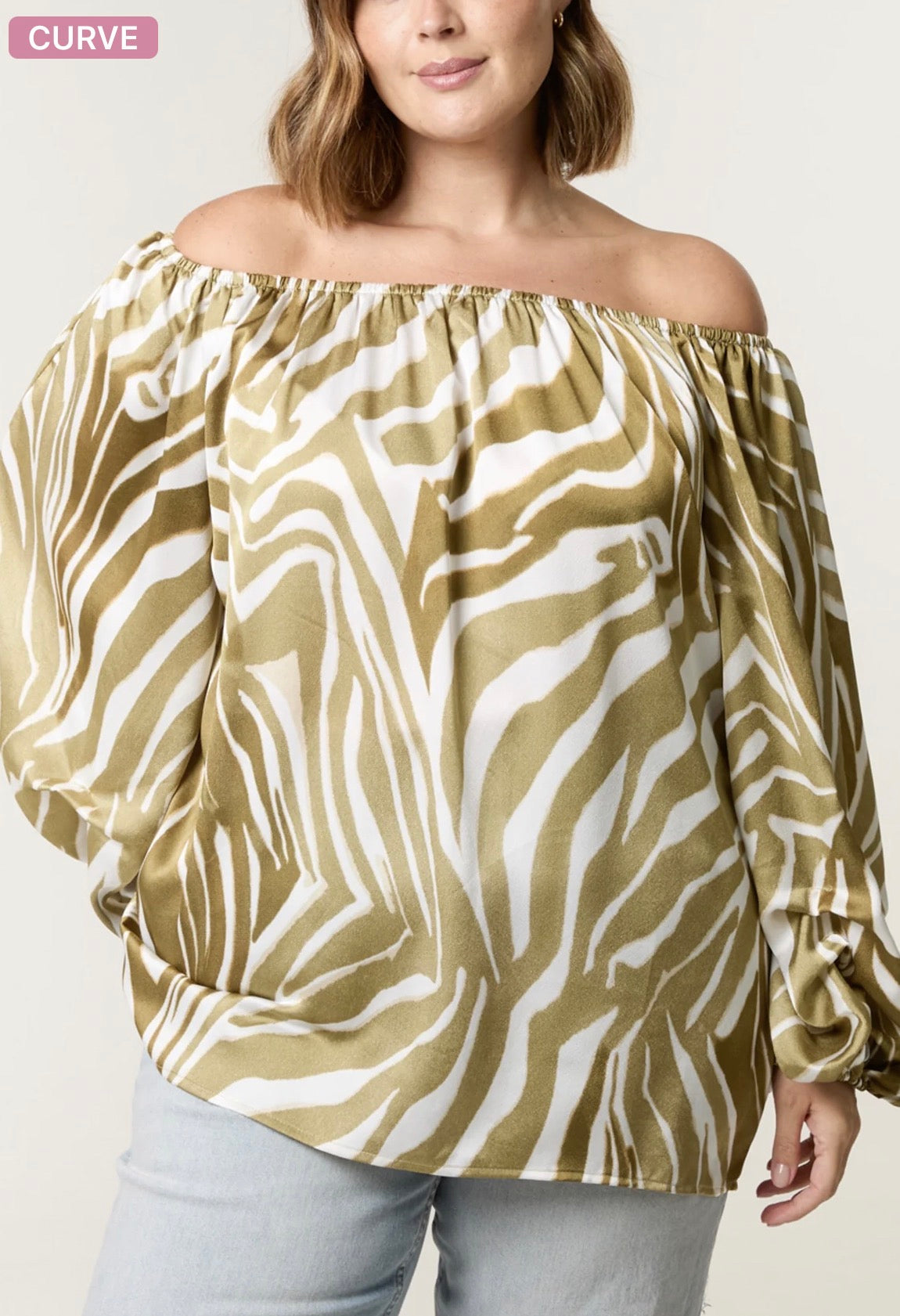 CURVE ZEBRA SATIN RUCHED TOP