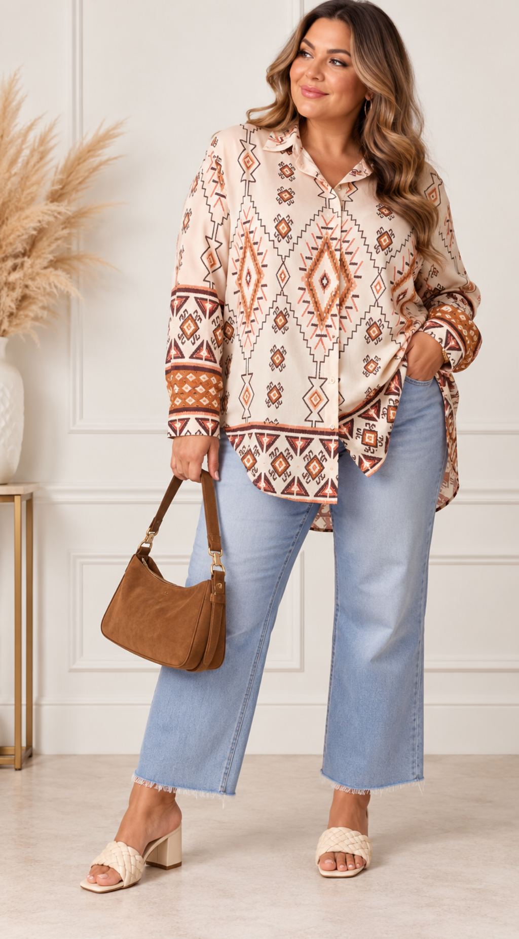 CURVE AZTEC PRINT LONG SLEEVE SHIRT