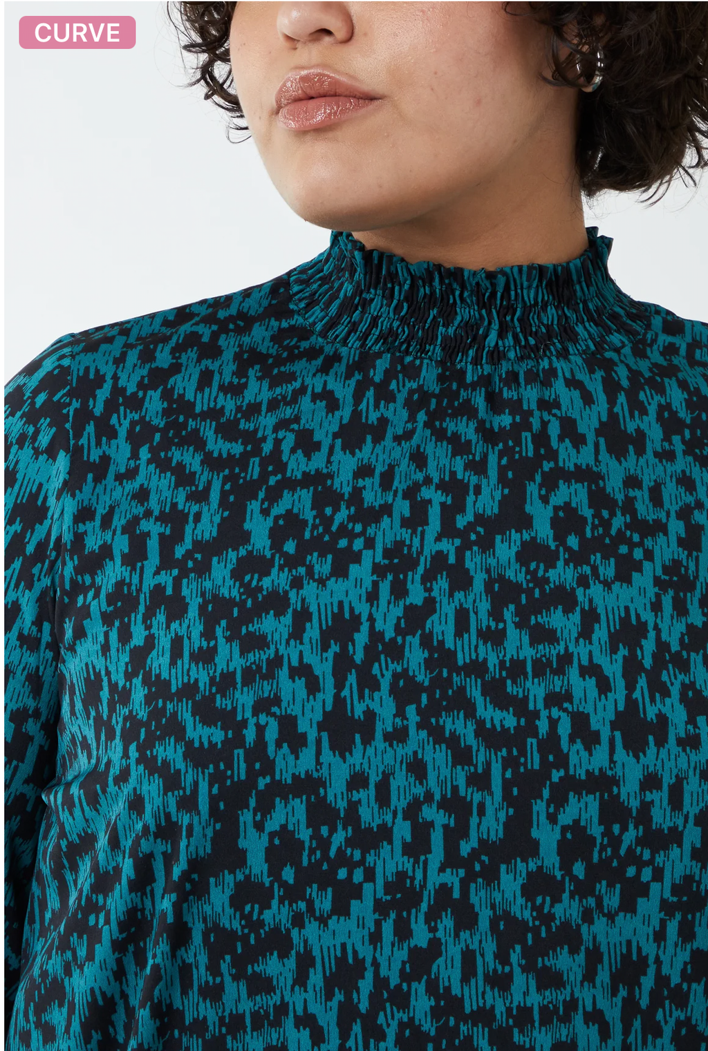 CURVE ABSTRACT ANIMAL PRINT HIGH
NECK MINI SHIFT DRESS