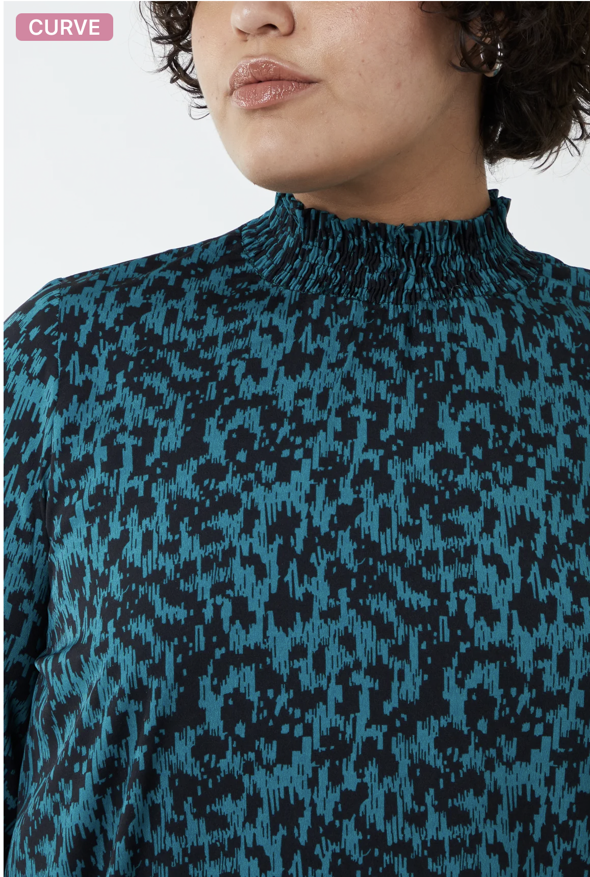 CURVE ABSTRACT ANIMAL PRINT HIGH
NECK MINI SHIFT DRESS