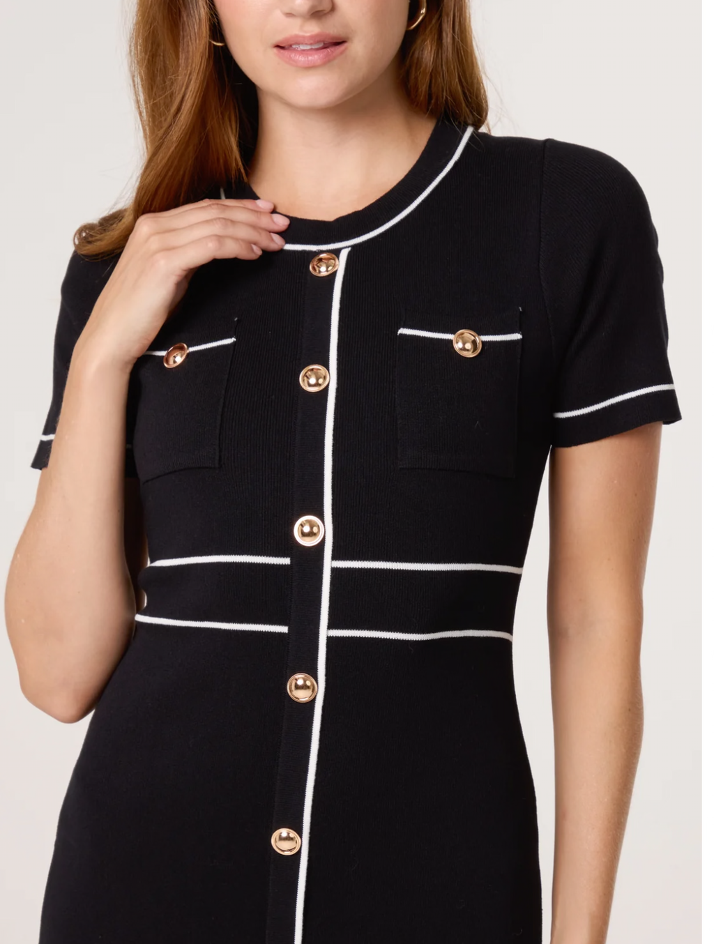 The Freda Gold Button Knit Dress ✨