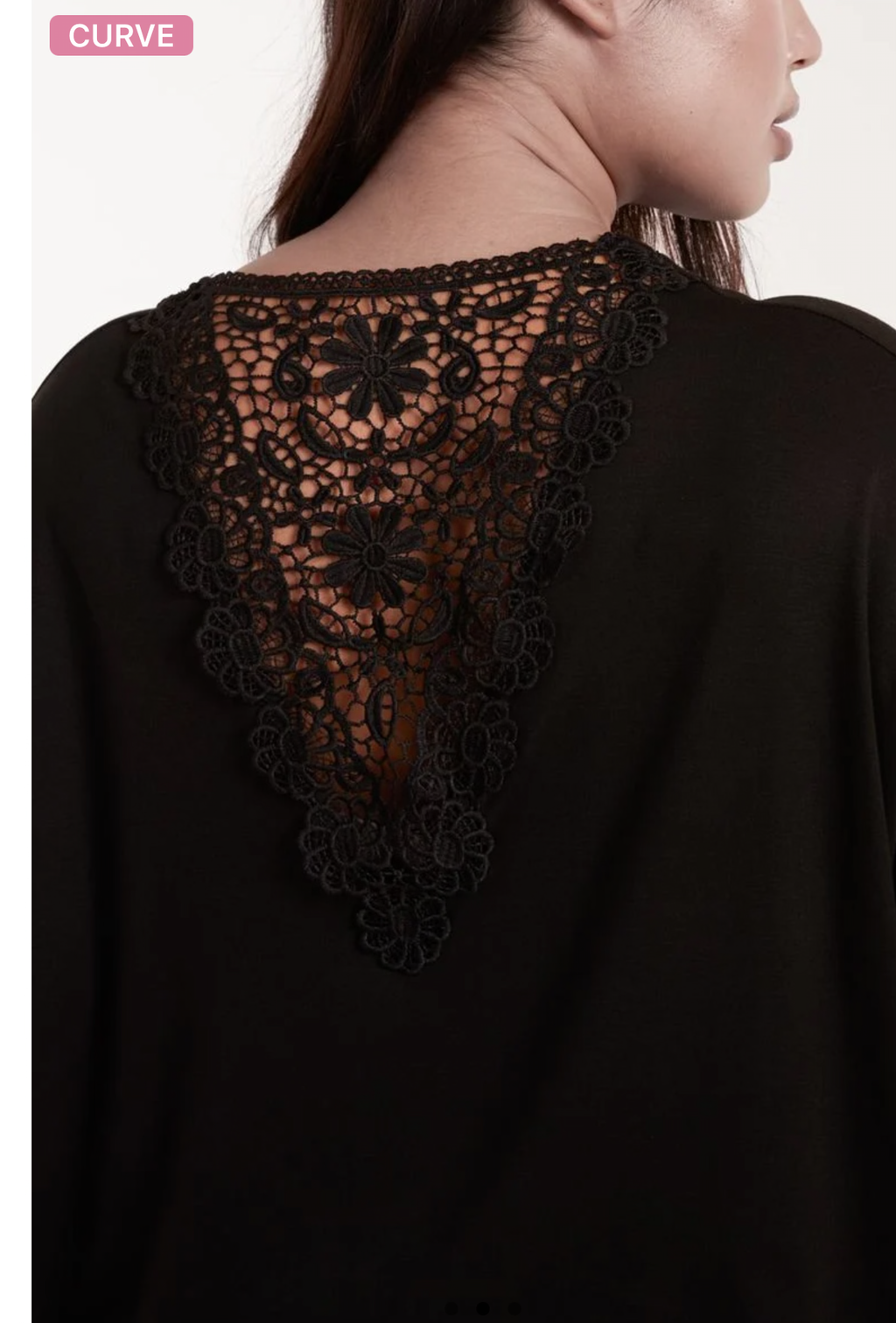 Curve Floral Crochet Back Top – Black