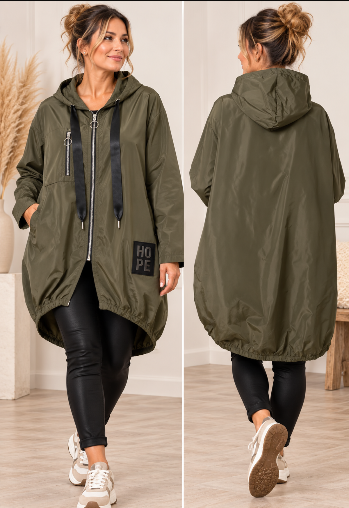 Made in Italy Zip-Up Hooded Raincoat