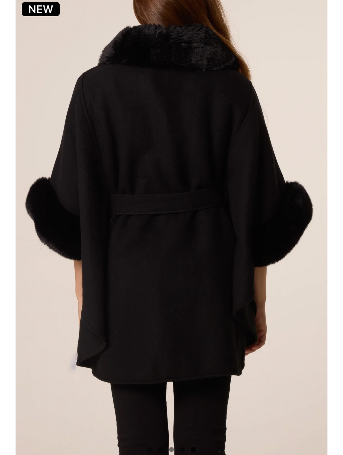 BUCKLE DETAIL FUR TRIMMED CAPE