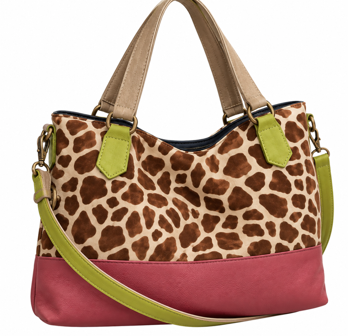 Giraffe Print Recycled Leather Tote Bag – One of a Kind 👜✨