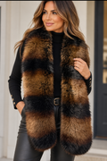 Luxe faux fur scarf in brown and black tones for autumn winter outfits