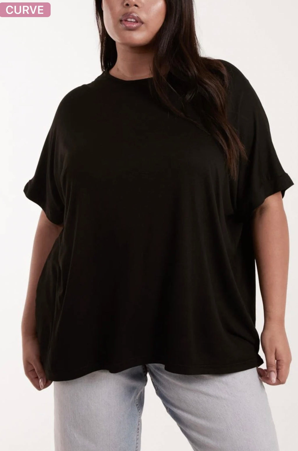 Curve Floral Crochet Back Top – Black