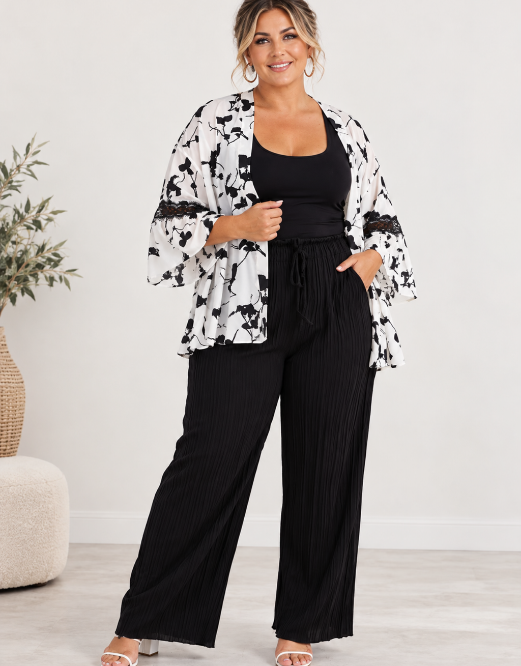 CURVE FLORAL KIMONO LACE TRIM size 18 uk upto 24 uk