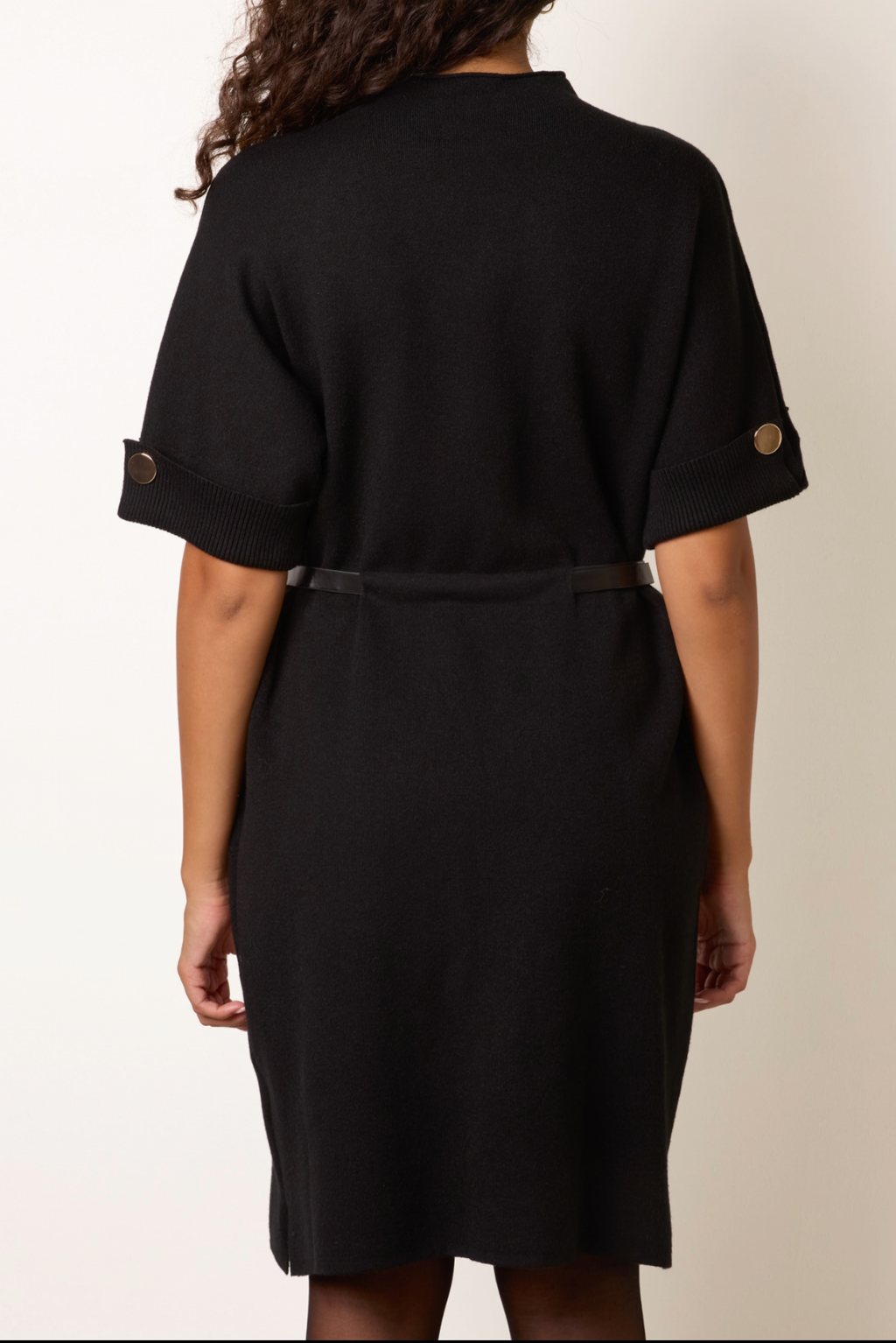 Gold Button Belted Knit Dress ✨
