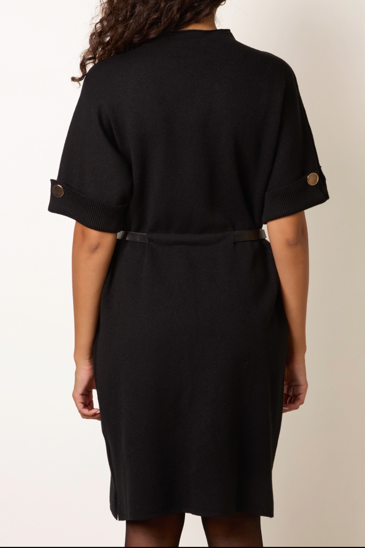 Gold Button Belted Knit Dress ✨
