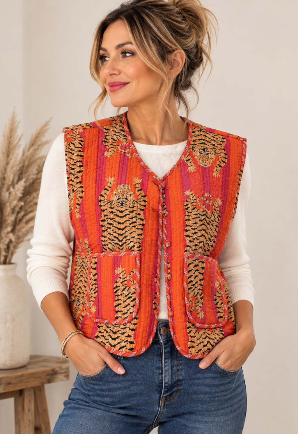Handmade Tiger Print Quilted Gilet 🐯