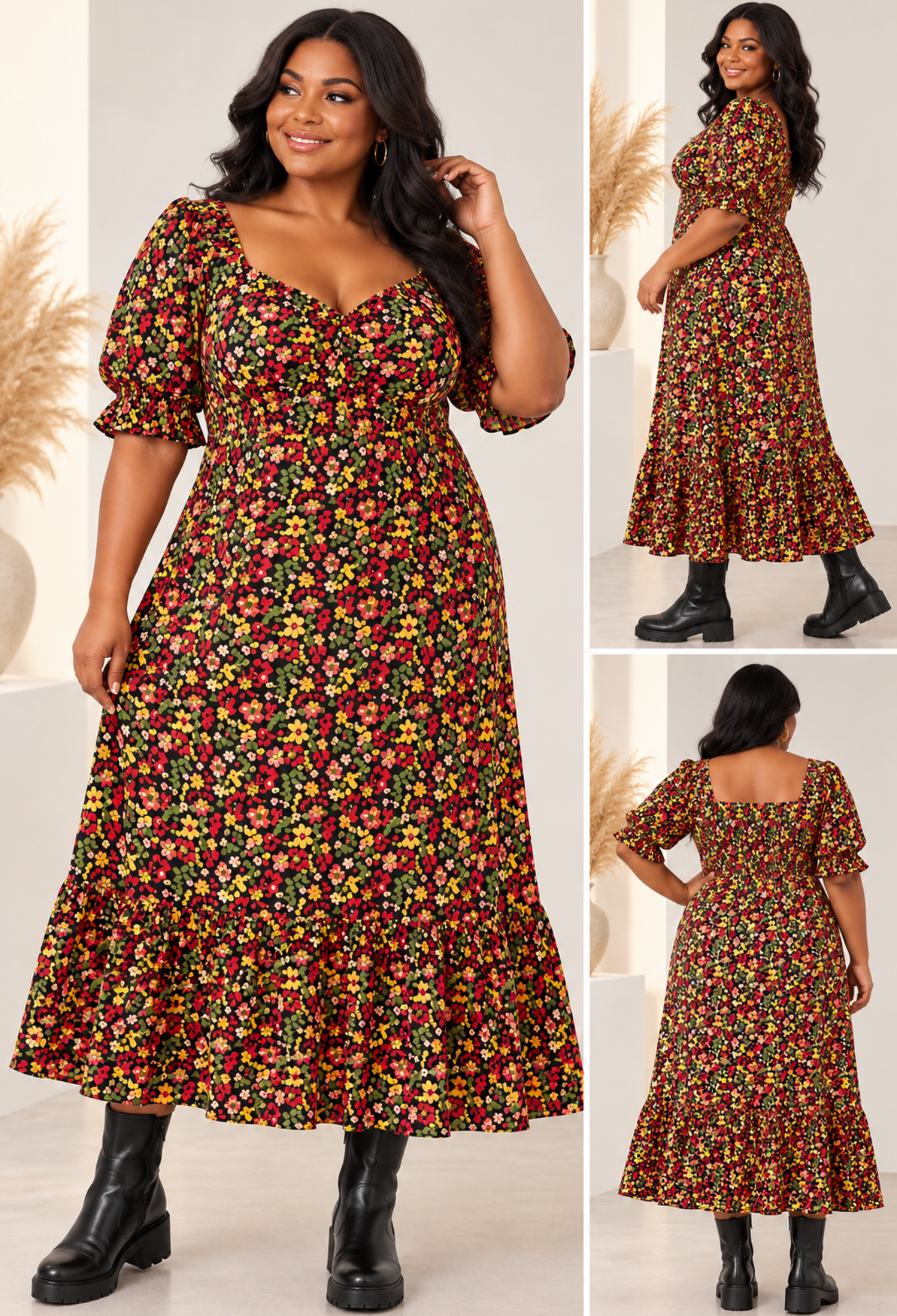 Curve ❤️ FLORAL GYPSY MIDI SMOCK
DRESS