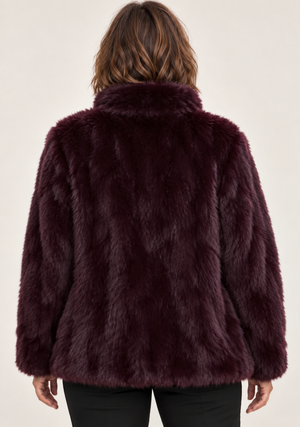 Berry Faux Fur Zip-Up Coat