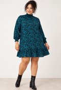CURVE ABSTRACT ANIMAL PRINT HIGH
NECK MINI SHIFT DRESS