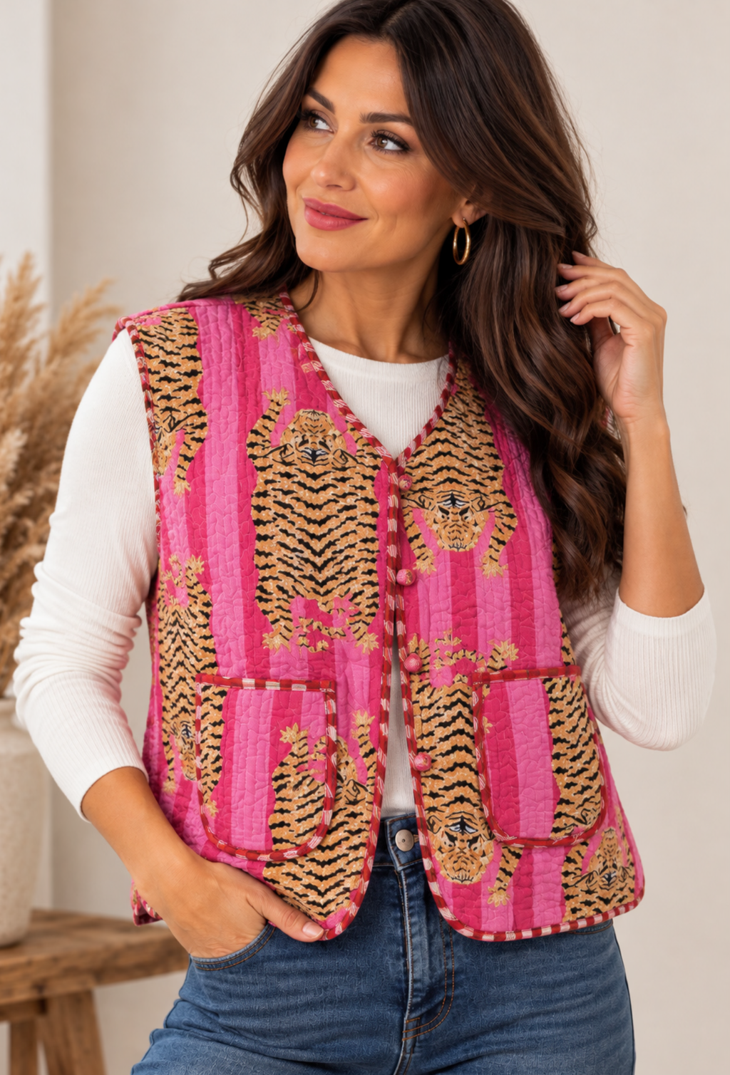 Handmade Tiger Print Quilted Gilet 🐯