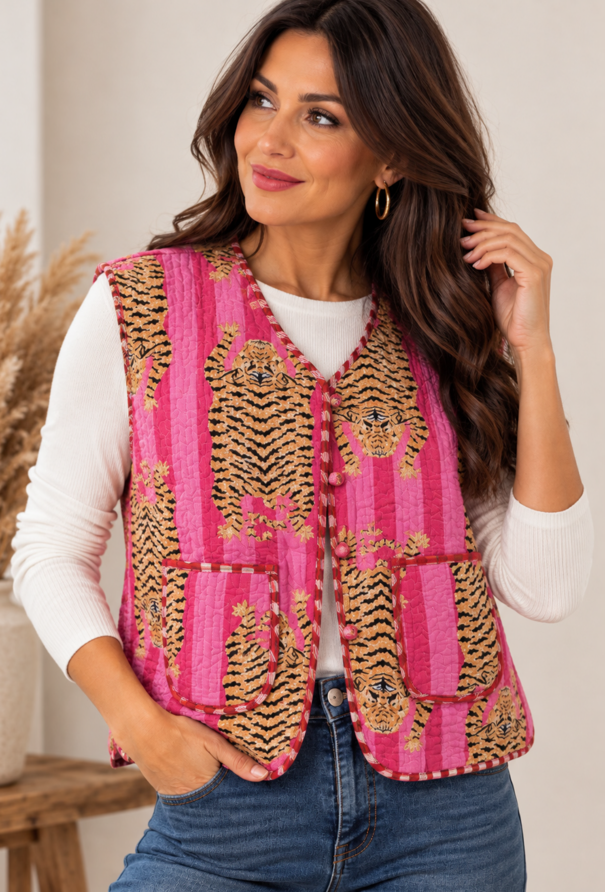 Handmade Tiger Print Quilted Gilet 🐯