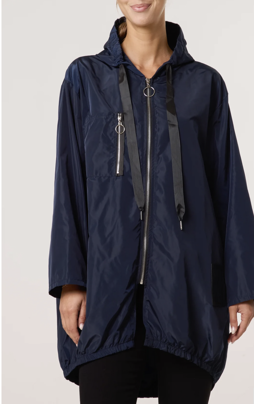 Made in Italy Zip-Up Hooded Raincoat
