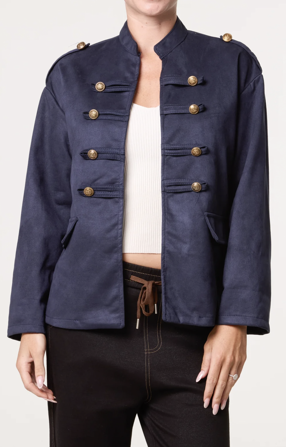 Military Band Tailored Jacket – Navy