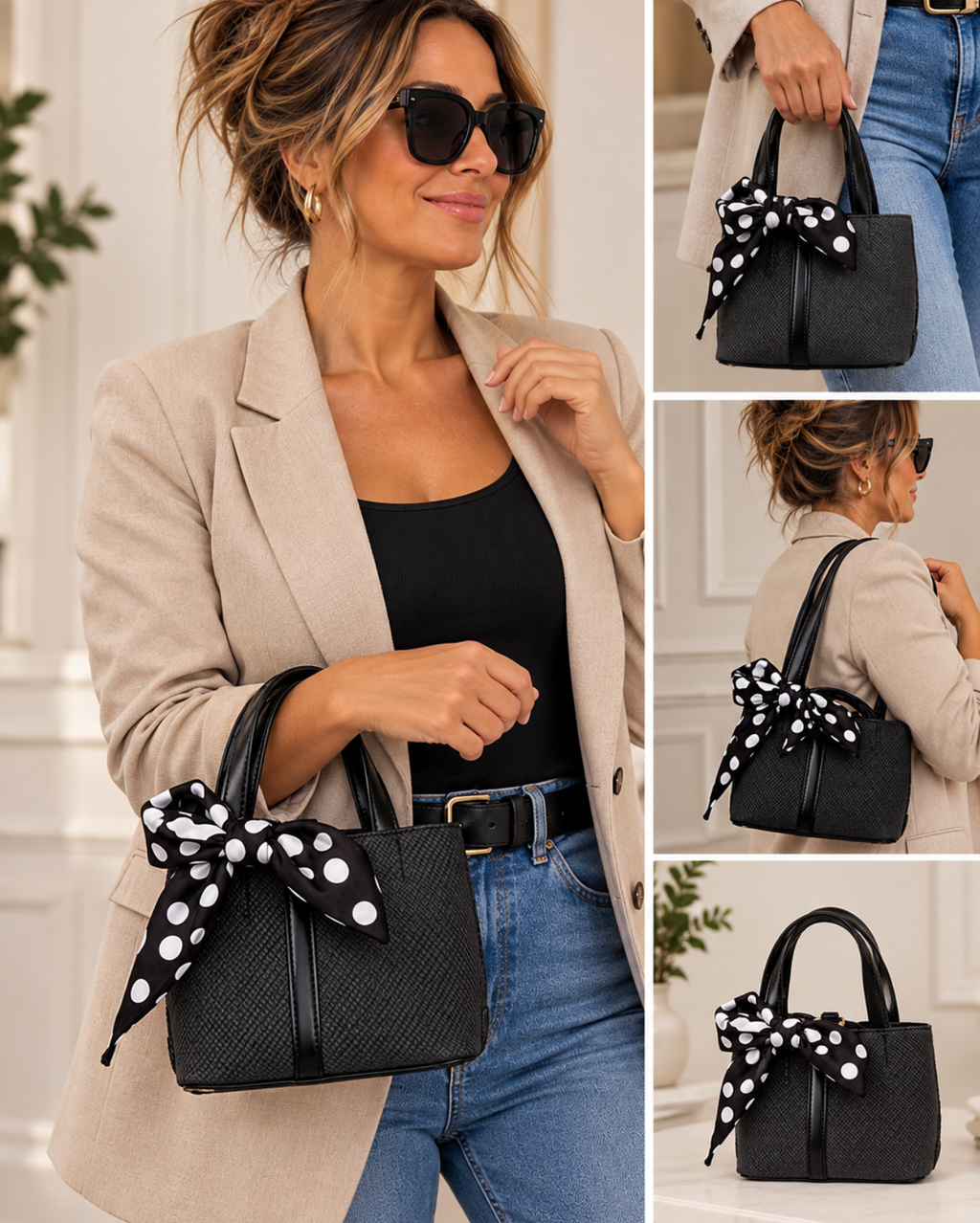 POLKADOT SCARF HANDBAG