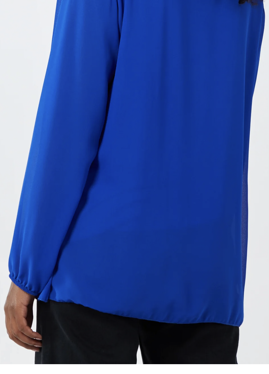 Pleated Long Sleeve Top with Statement Necklace – 6 colour’s 💙❤️
