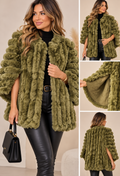 Luxe Olive Bamboo Fur & Suede Cape Jacket 💚✨