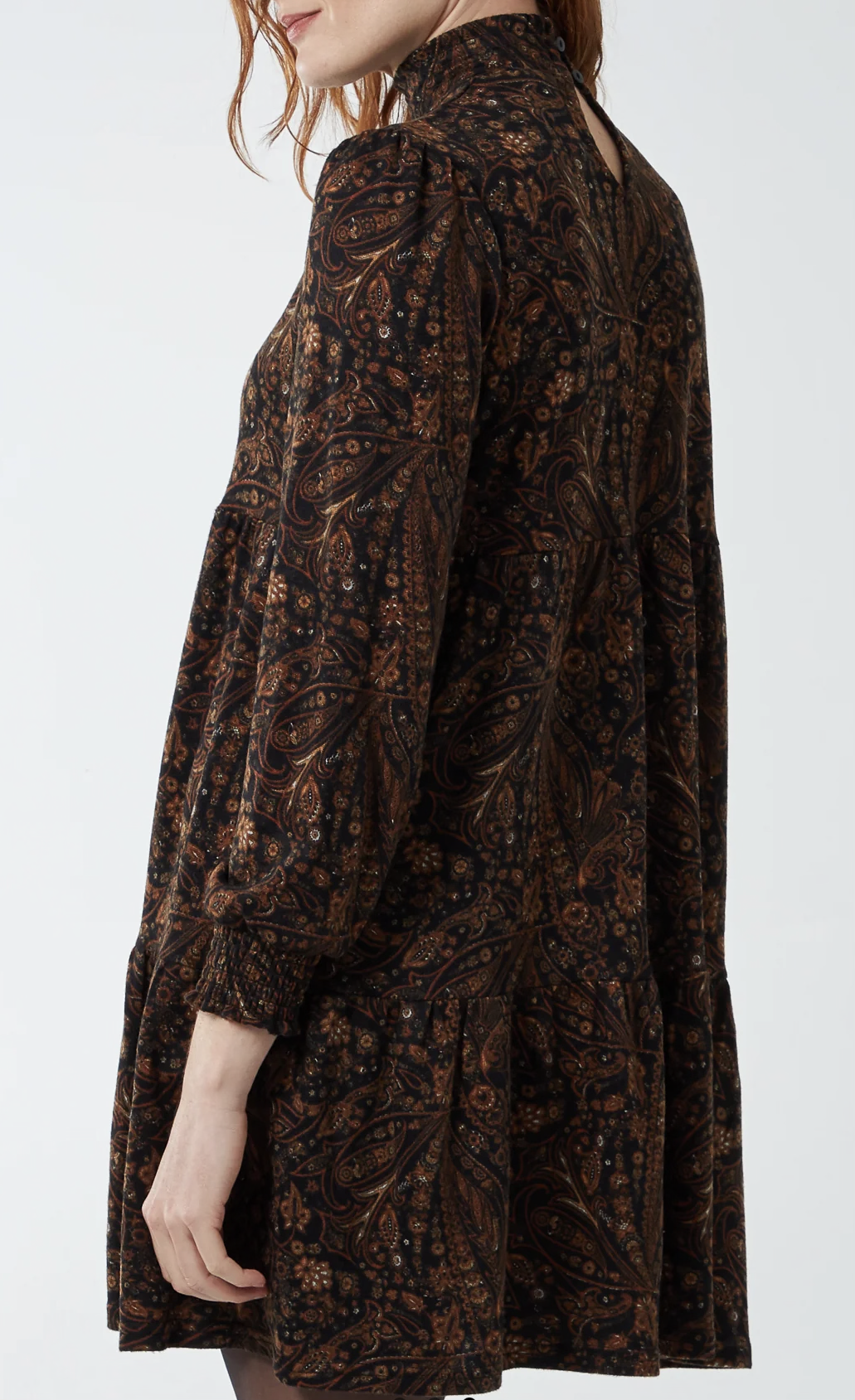Paisley High Neck Smock Dress 🤎