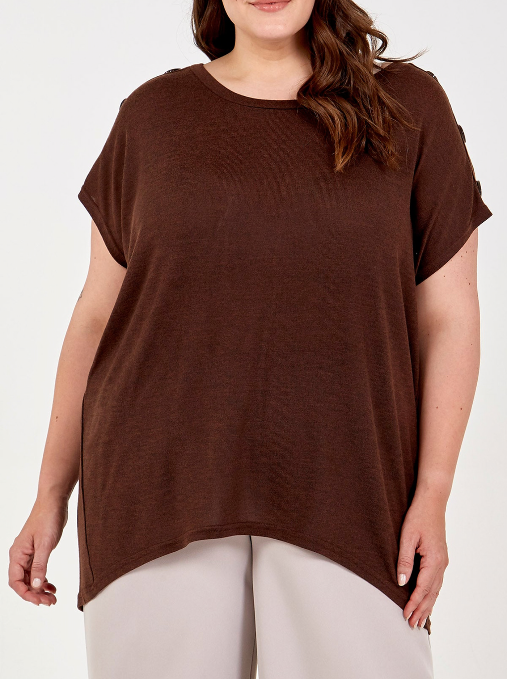 CURVE SHORT SLEEVE BUTTON
SHOULDER TOP