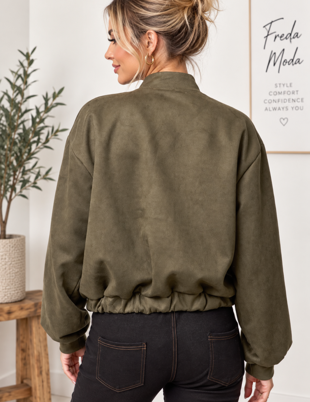 SUEDETTE DOUBLE FRONT POCKET JACKET