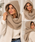 KNITTED ESSENTIAL HOODED SCARF
